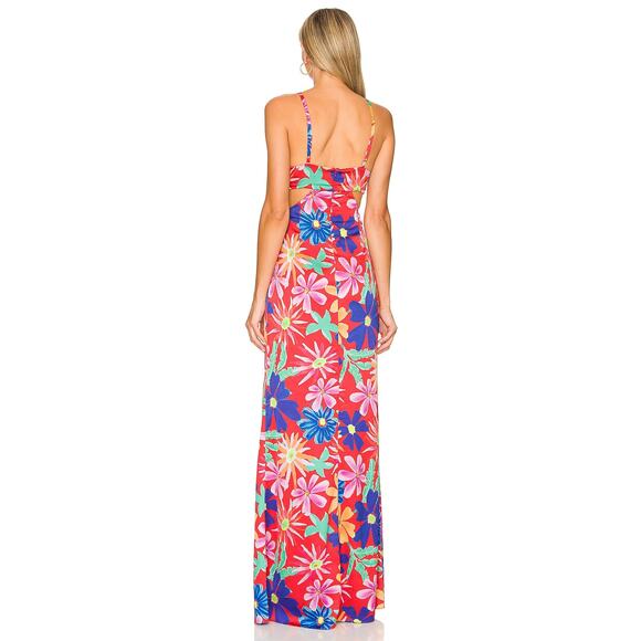 PatBO Aster Cutout Maxi Dress Spring Floral Colorful Art to Wear Prom Size 8 - Picture 3 of 12